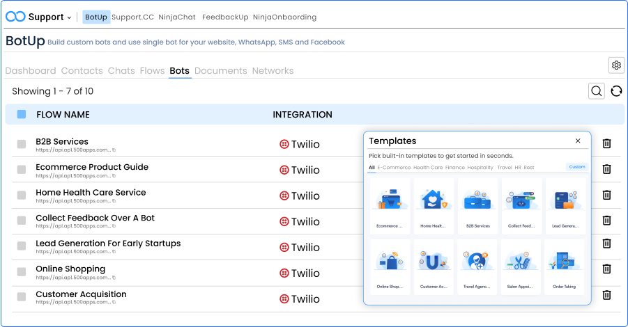 chatbot templates leave note