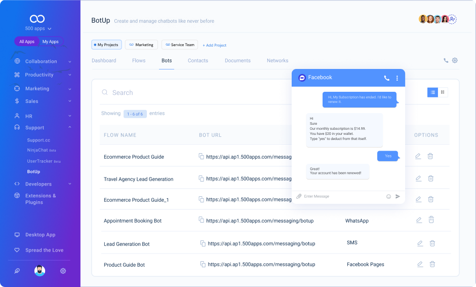 facebook chatbot leave note