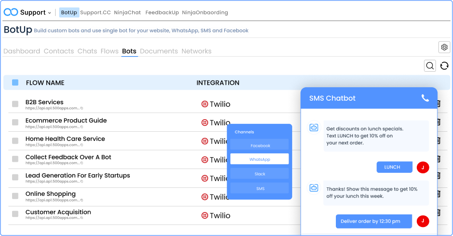 sms chatbot software leave note