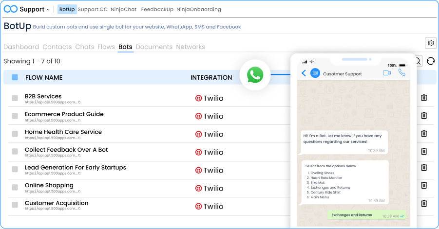 whatsapp chatbot software leave note